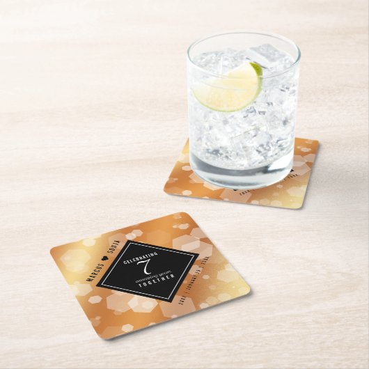 Elegant 7th Copper Wedding Jubileum Celebration Kartonnen Onderzetters (Insitu)