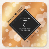 Elegant 7th Copper Wedding Jubileum Celebration Kartonnen Onderzetters (Voorkant)