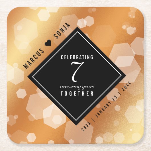 Elegant 7th Copper Wedding Jubileum Celebration Kartonnen Onderzetters (Voorkant)