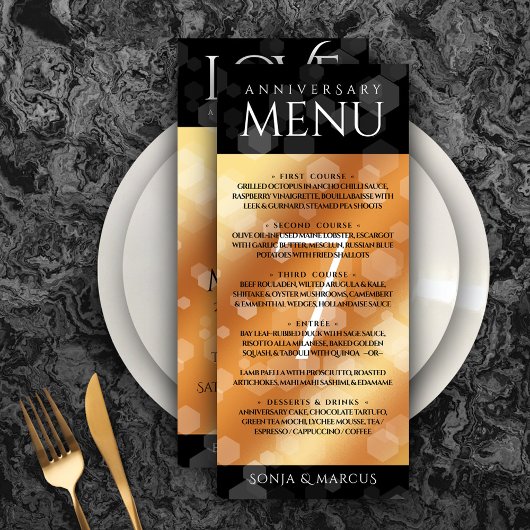 Elegant 7th Copper Wedding Jubileum Celebration Menu