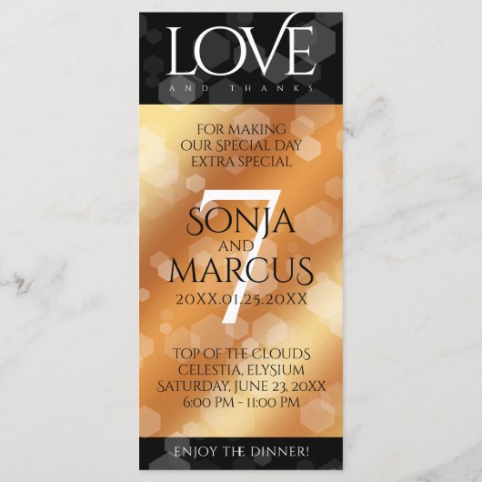 Elegant 7th Copper Wedding Jubileum Celebration Menu (Achterkant)