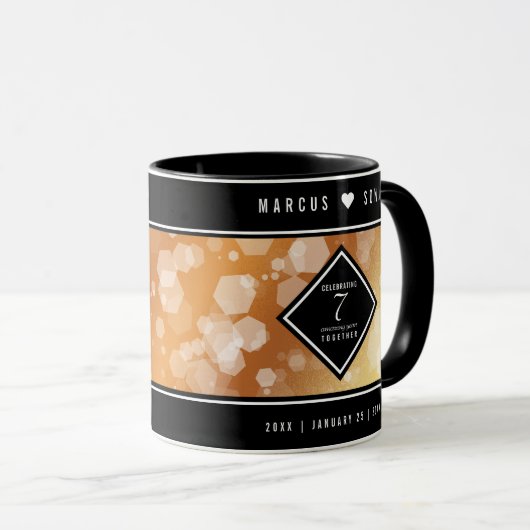 Elegant 7th Copper Wedding Jubileum Celebration Mok (Voorkant rechts)