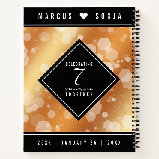 Elegant 7th Copper Wedding Jubileum Celebration Notitieboek (Achterkant)