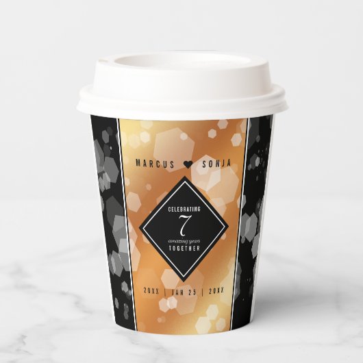 Elegant 7th Copper Wedding Jubileum Celebration Papieren Bekers (Achterkant)