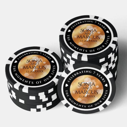 Elegant 7th Copper Wedding Jubileum Celebration Poker Chips (Opstapeling)