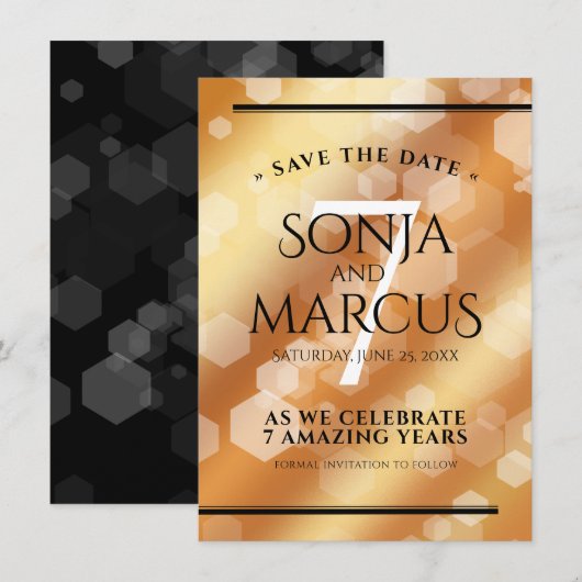 Elegant 7th Copper Wedding Jubileum Celebration Save The Date (Voorkant / Achterkant)