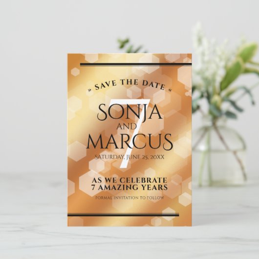 Elegant 7th Copper Wedding Jubileum Celebration Save The Date (Staand voorkant)