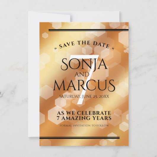 Elegant 7th Copper Wedding Jubileum Celebration Save The Date (Voorkant)