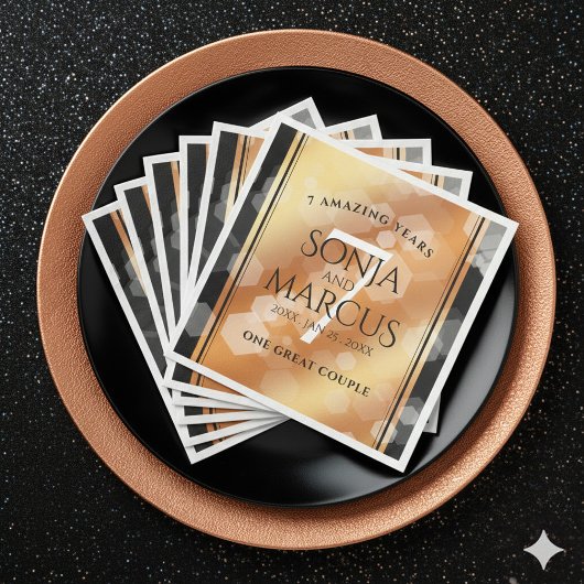 Elegant 7th Copper Wedding Jubileum Celebration Servet