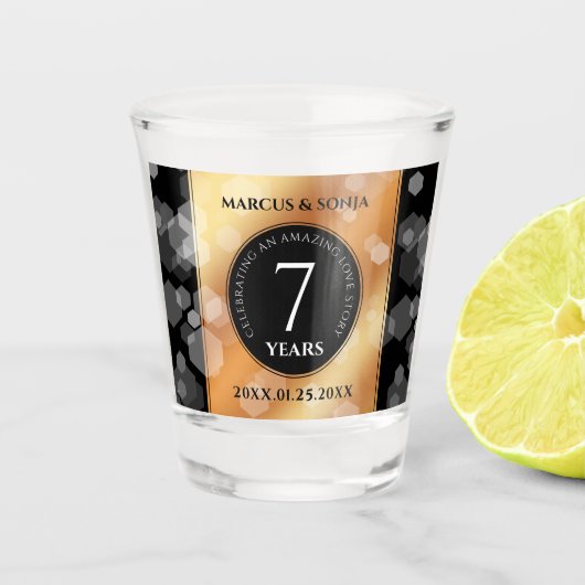 Elegant 7th Copper Wedding Jubileum Celebration Shot Glas (Voorkant)