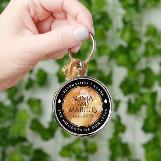 Elegant 7th Copper Wedding Jubileum Celebration Sleutelhanger (Hand)