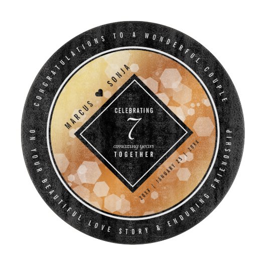 Elegant 7th Copper Wedding Jubileum Celebration Snijplank (Voorkant)