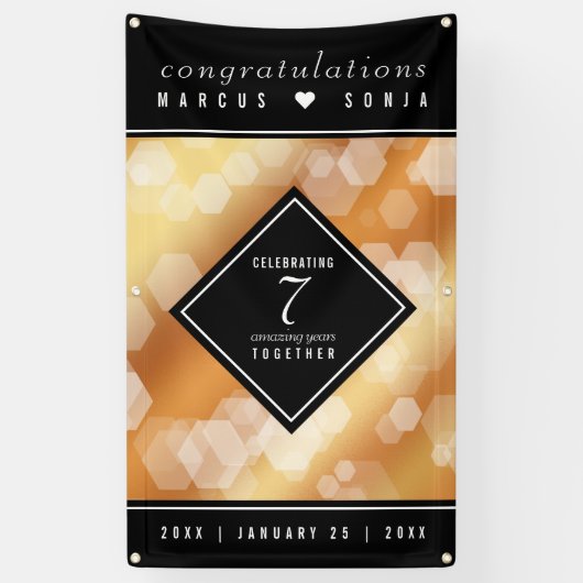 Elegant 7th Copper Wedding Jubileum Celebration Spandoek (Verticaal)