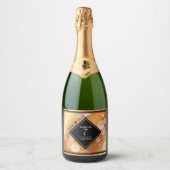 Elegant 7th Copper Wedding Jubileum Celebration Sparkling Wijnetiket (Voorkant)