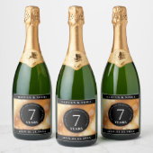 Elegant 7th Copper Wedding Jubileum Celebration Sparkling Wijnetiket (Flessen)