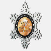 Elegant 7th Copper Wedding Jubileum Celebration Tin Sneeuwvlok Ornament (Rechts)