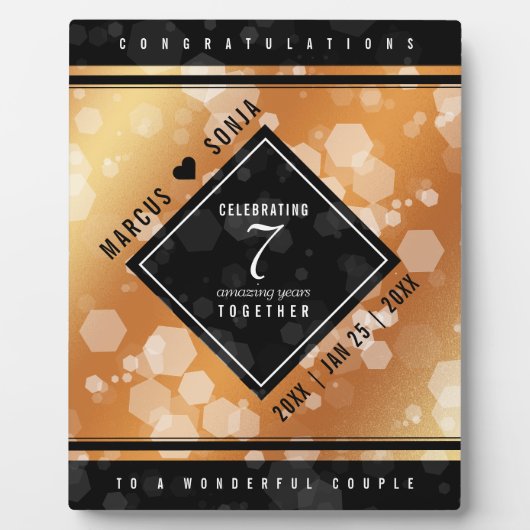 Elegant 7th Copper Wedding Jubileum Fotoplaat (Voorkant)