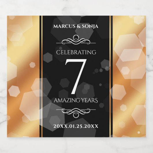 Elegant 7th Copper Wedding Jubileum Likeurfles Etiket (Enkel label)