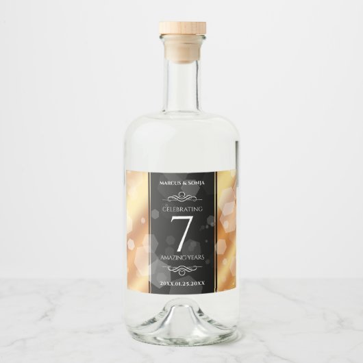 Elegant 7th Copper Wedding Jubileum Likeurfles Etiket (Voorkant)