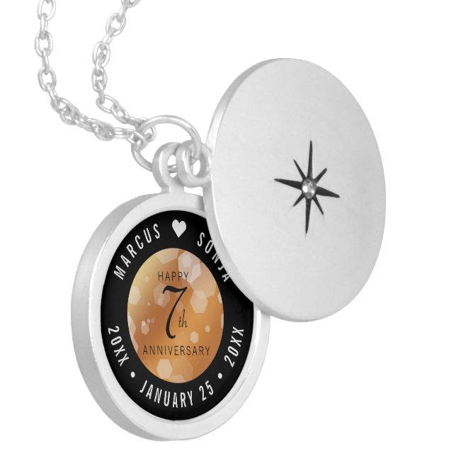 Elegant 7th Copper Wedding Jubileum Locket Ketting (Voorkant Links)
