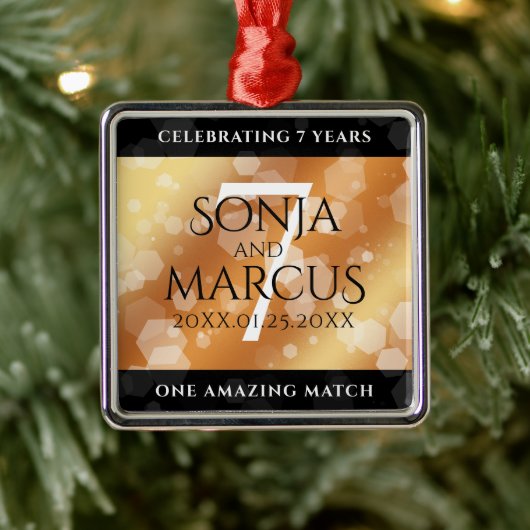 Elegant 7th Copper Wedding Jubileum Metalen Ornament (Boom)