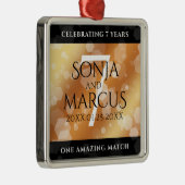 Elegant 7th Copper Wedding Jubileum Metalen Ornament (Rechts)