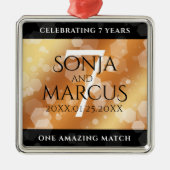 Elegant 7th Copper Wedding Jubileum Metalen Ornament (Voorkant)