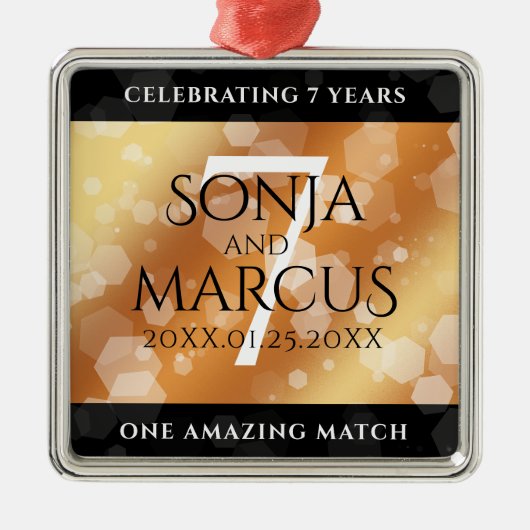 Elegant 7th Copper Wedding Jubileum Metalen Ornament (Voorkant)