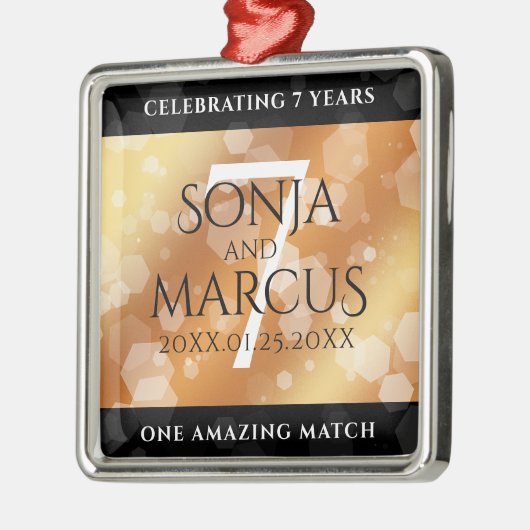 Elegant 7th Copper Wedding Jubileum Metalen Ornament (Links)