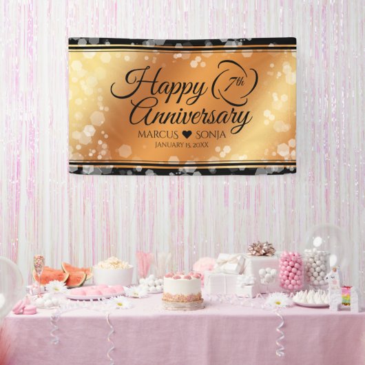 Elegant 7th Copper Wedding Jubileum Spandoek (Feest)