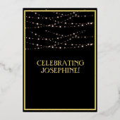 Elegant 80-80-jarig zwart goud folie uitnodiging (Achterkant)