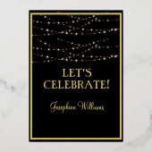 Elegant 80-80-jarig zwart goud folie uitnodiging (Achterkant)