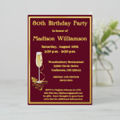 Elegant 80-80-jarige Rood goud Folie Uitnodiging (Staand Voorkant)