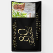 Elegant 80 en Fabulous Birthday Photo Black Spandoek (Verticaal)