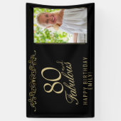 Elegant 80 en Fabulous Birthday Photo Black Spandoek (Verticaal)