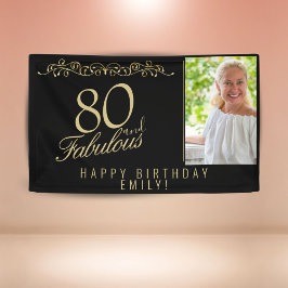 Elegant 80 en Fabulous Birthday Photo Black Spandoek
