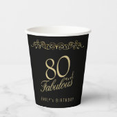 Elegant 80 en Fabulous Ornament 80th Verjaardag Papieren Bekers (Voorkant)
