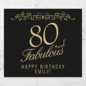 Elegant 80 en Fabulous Ornament 80th Verjaardag Sparkling Wijnetiket (Enkel label)