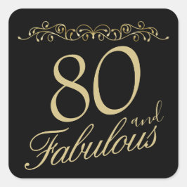 Elegant 80 en Fabulous Ornament 80th Verjaardag Vierkante Sticker
