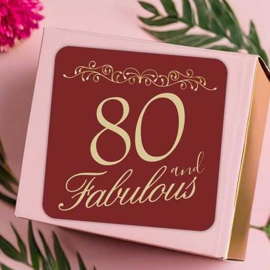 Elegant 80 en Fabulous Ornament 80th Verjaardag Vierkante Sticker