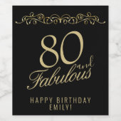 Elegant 80 en Fabulous Ornament 80th Verjaardag Wijn Etiket (Enkel label)