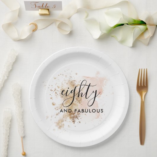 Elegant 80 en Fabulous, vrouw 80e verjaardag Papieren Bordje (Huwelijk)