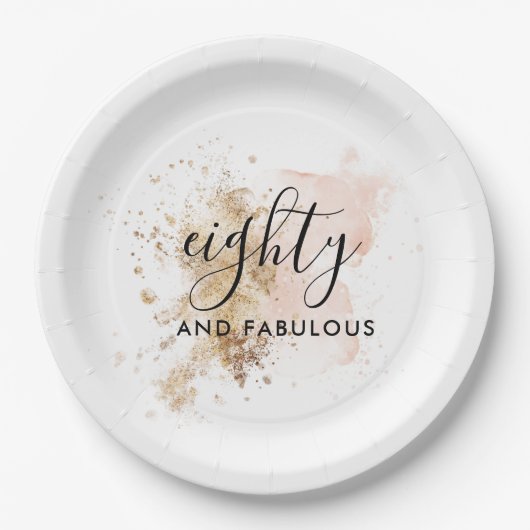 Elegant 80 en Fabulous, vrouw 80e verjaardag Papieren Bordje (Voorkant)