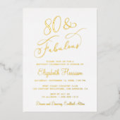 Elegant 80 en fantastisch 80ste verjaardagsfeest folie uitnodiging (Voorkant)