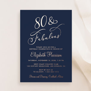 Elegant 80 en fantastisch blues 80ste verluisfeest folie uitnodiging