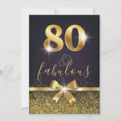 Elegant 80 & Fabulous Gold Glitter 80th Birthday Kaart (Voorkant)