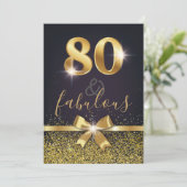 Elegant 80 & Fabulous Gold Glitter 80th Birthday Kaart (Staand voorkant)