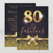 Elegant 80 & Fabulous Gold Glitter 80th Birthday Kaart (Voorkant / Achterkant)