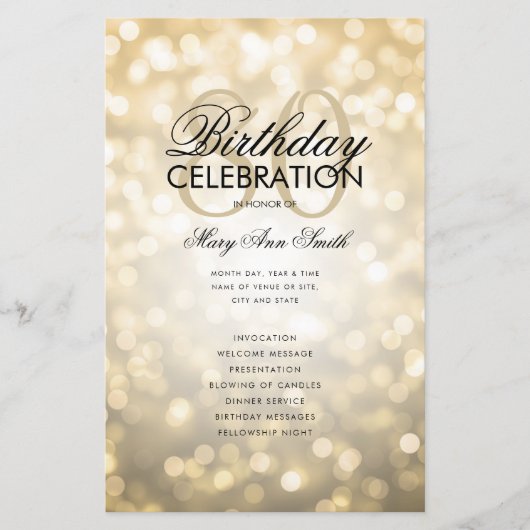 Elegant 80 Verjaardagsprogramma Lights Gold Menu (Voorkant)