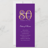Elegant 80e Programma Goud Paarse Menu+Dank U (Voorkant)